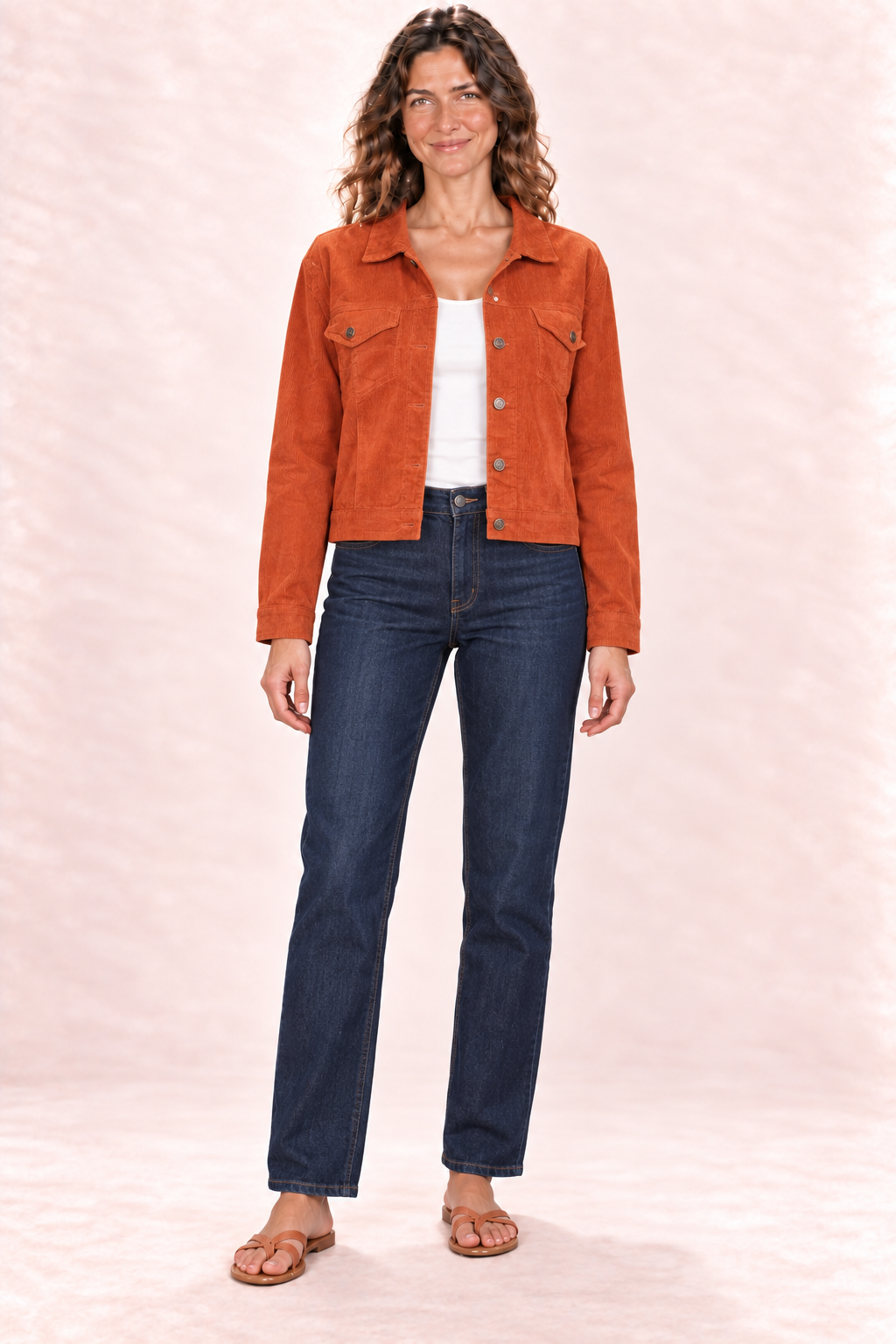 Corduroy Jacket - Rust Orange — front view
