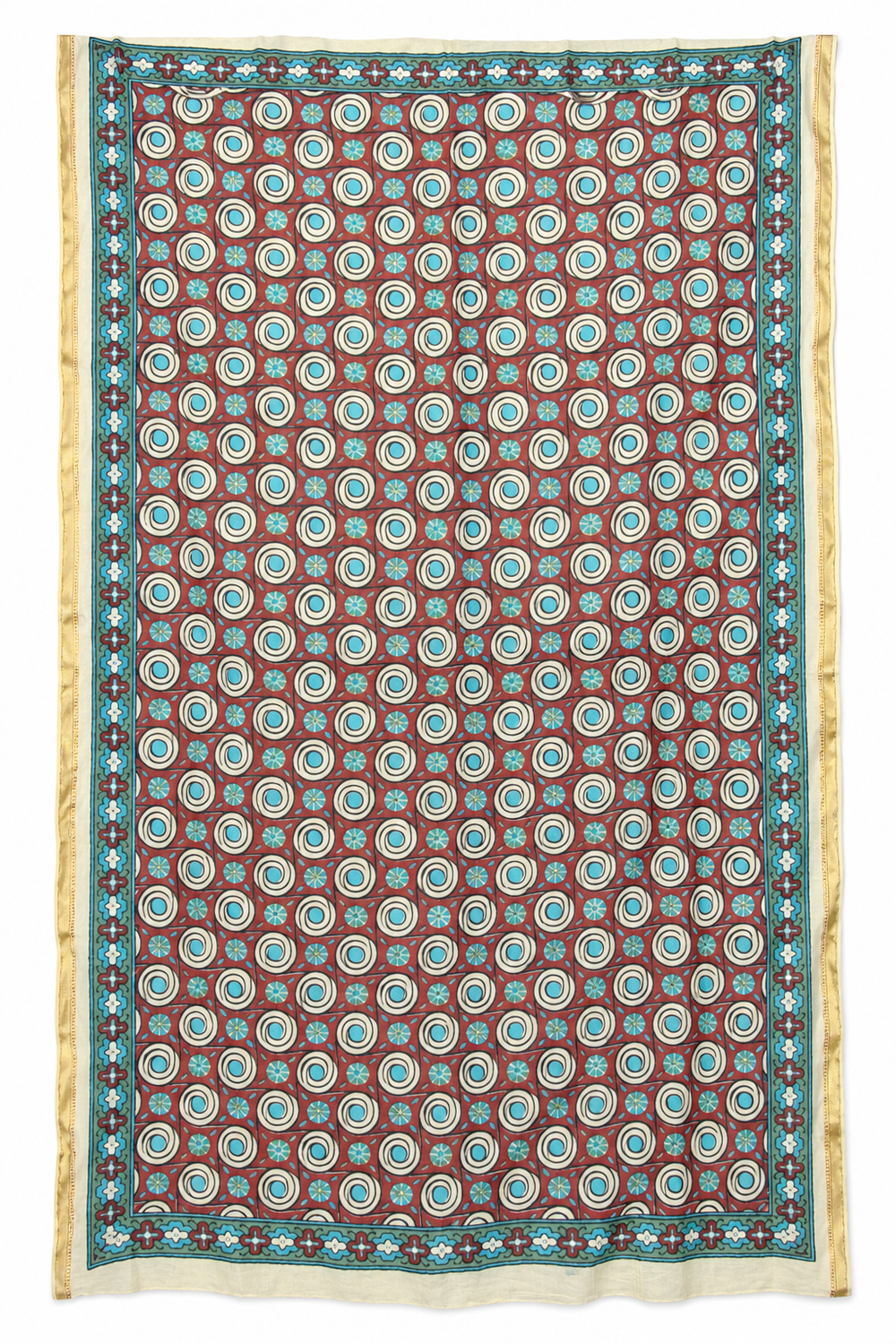 Cream Turquoise Red Circles Sarong — full product view