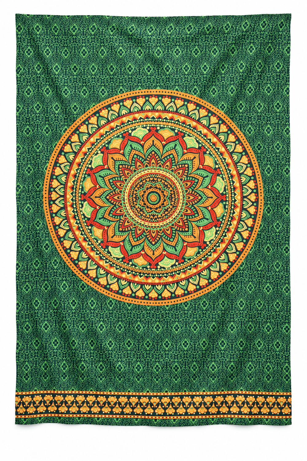 Green Geometric Mandala Sarong — full product view