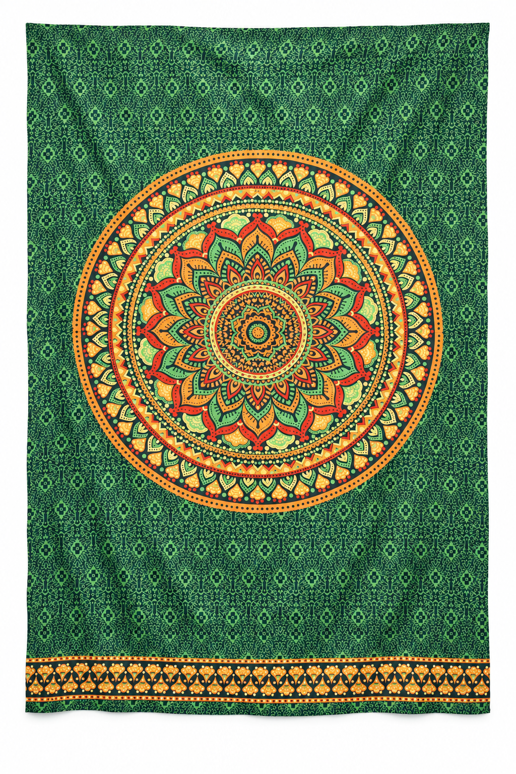 Green Geometric Mandala Sarong — full product view
