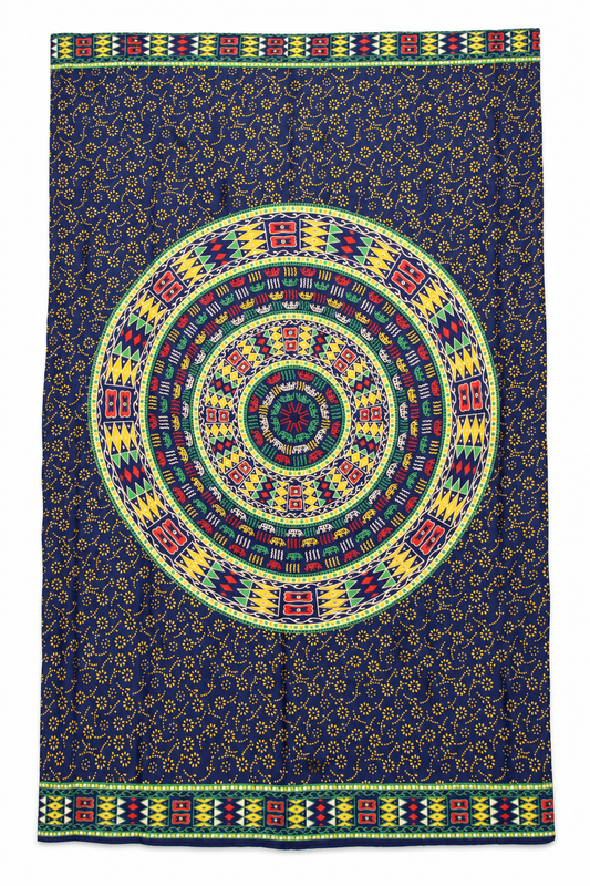 Navy Multicolour Ring Mandala Sarong — full product view