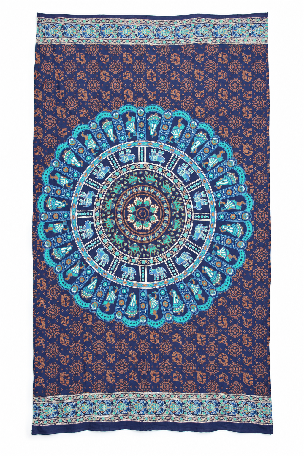 Navy Turquoise Mandala Sarong — full product view