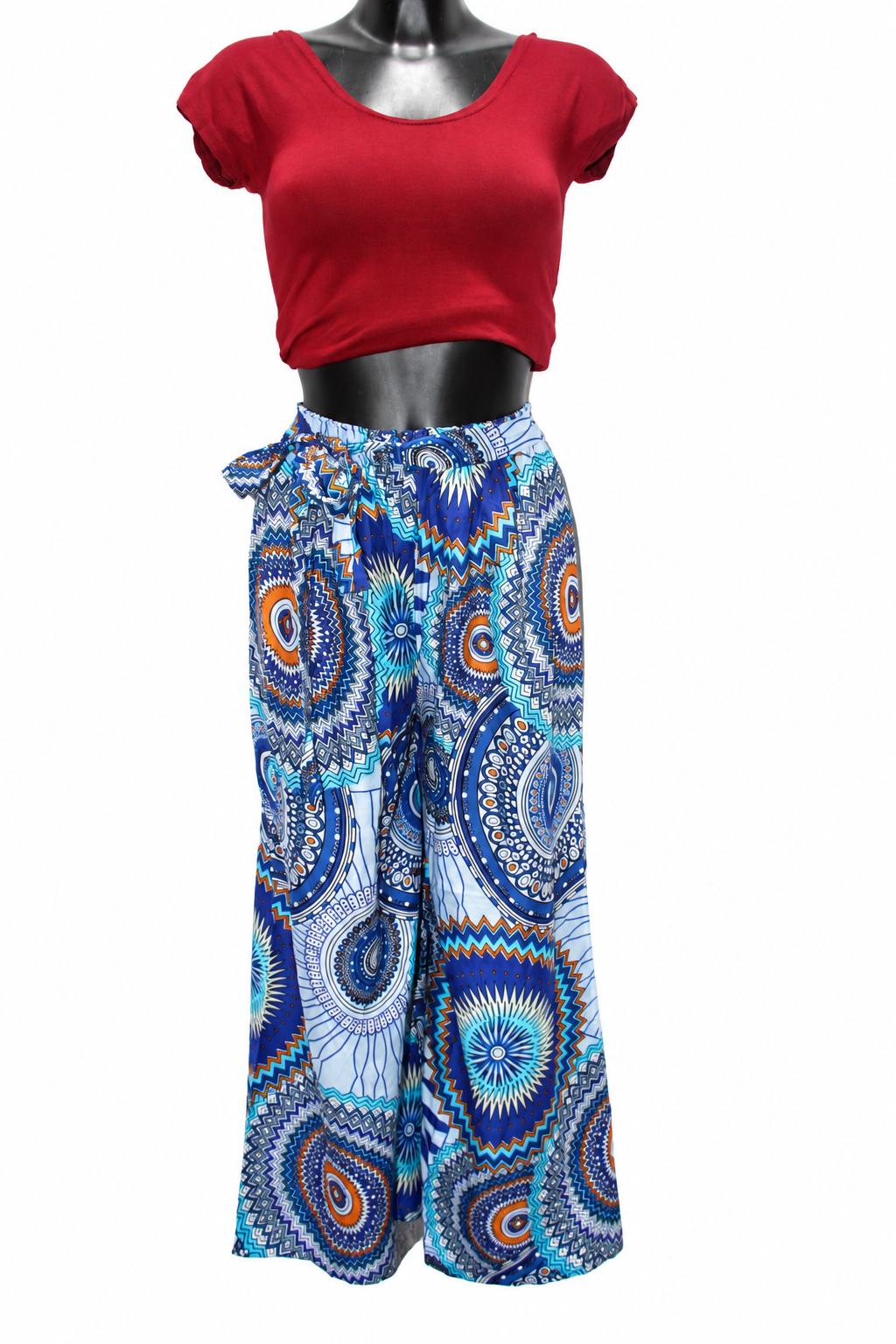 Blue Multicolour Circle Wide Leg Pants — original mannequin view