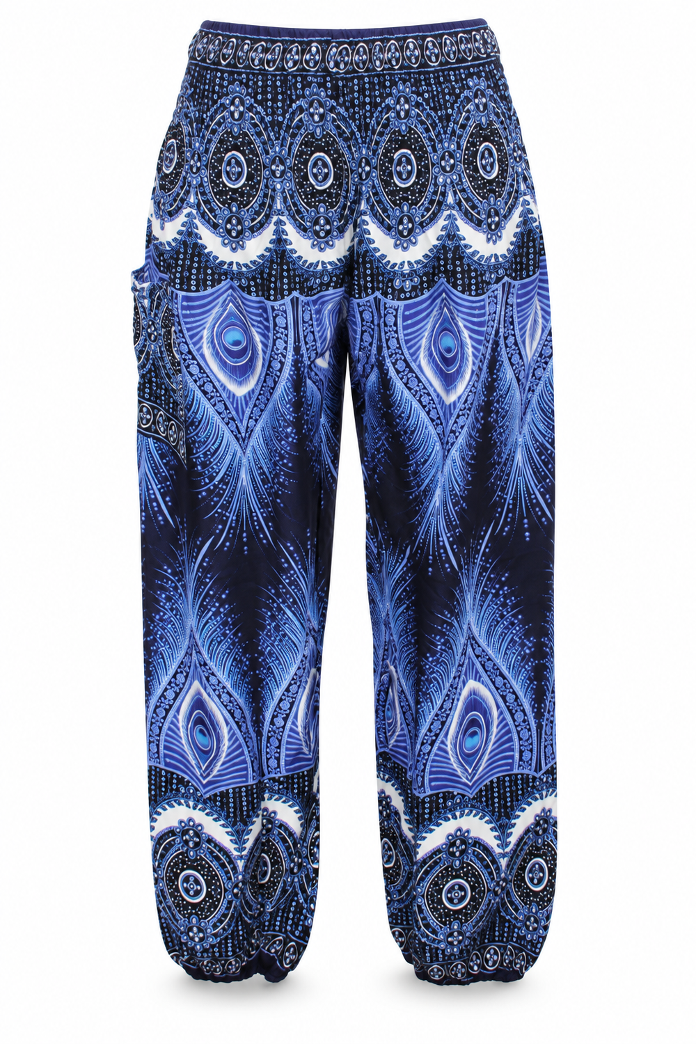 Navy Blue Feather Side Pocket Trousers — front garment view