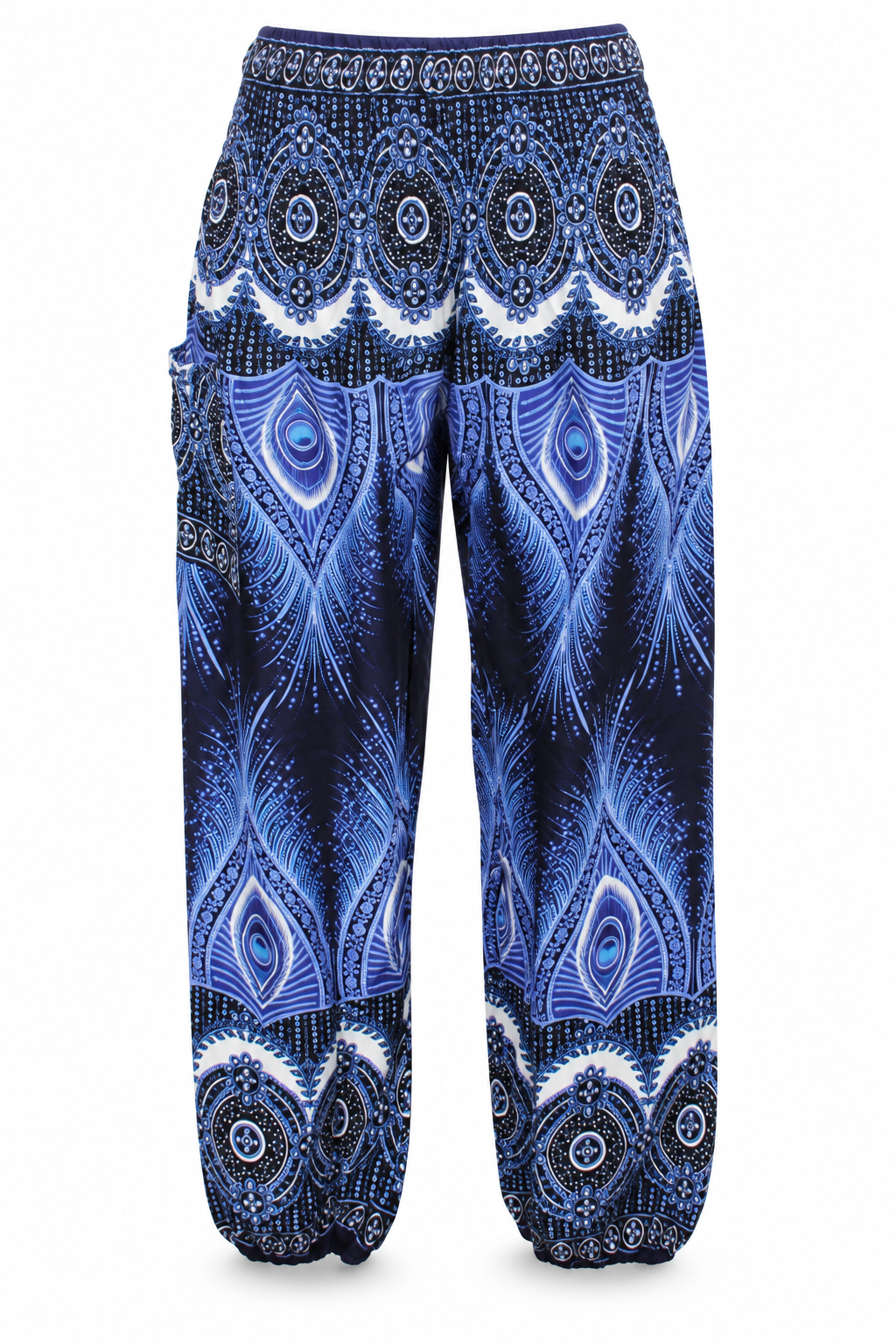 Navy Blue Feather Side Pocket Trousers — front garment view