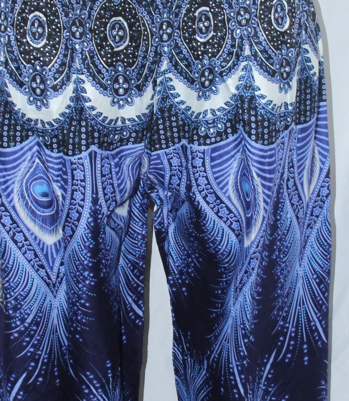 Navy Blue Feather Side Pocket Trousers — real fabric detail