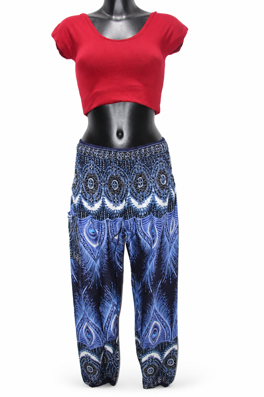 Navy Blue Feather Side Pocket Trousers — original mannequin view