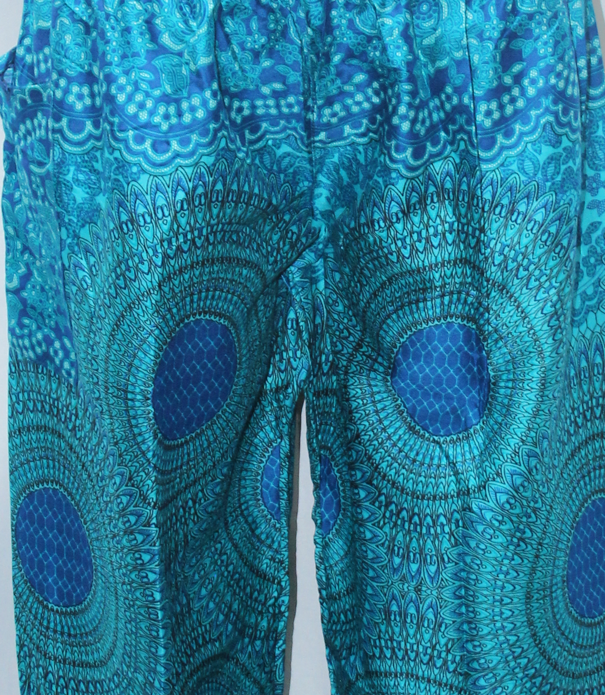 Teal Green Peacock Side Pocket Trousers — real fabric detail