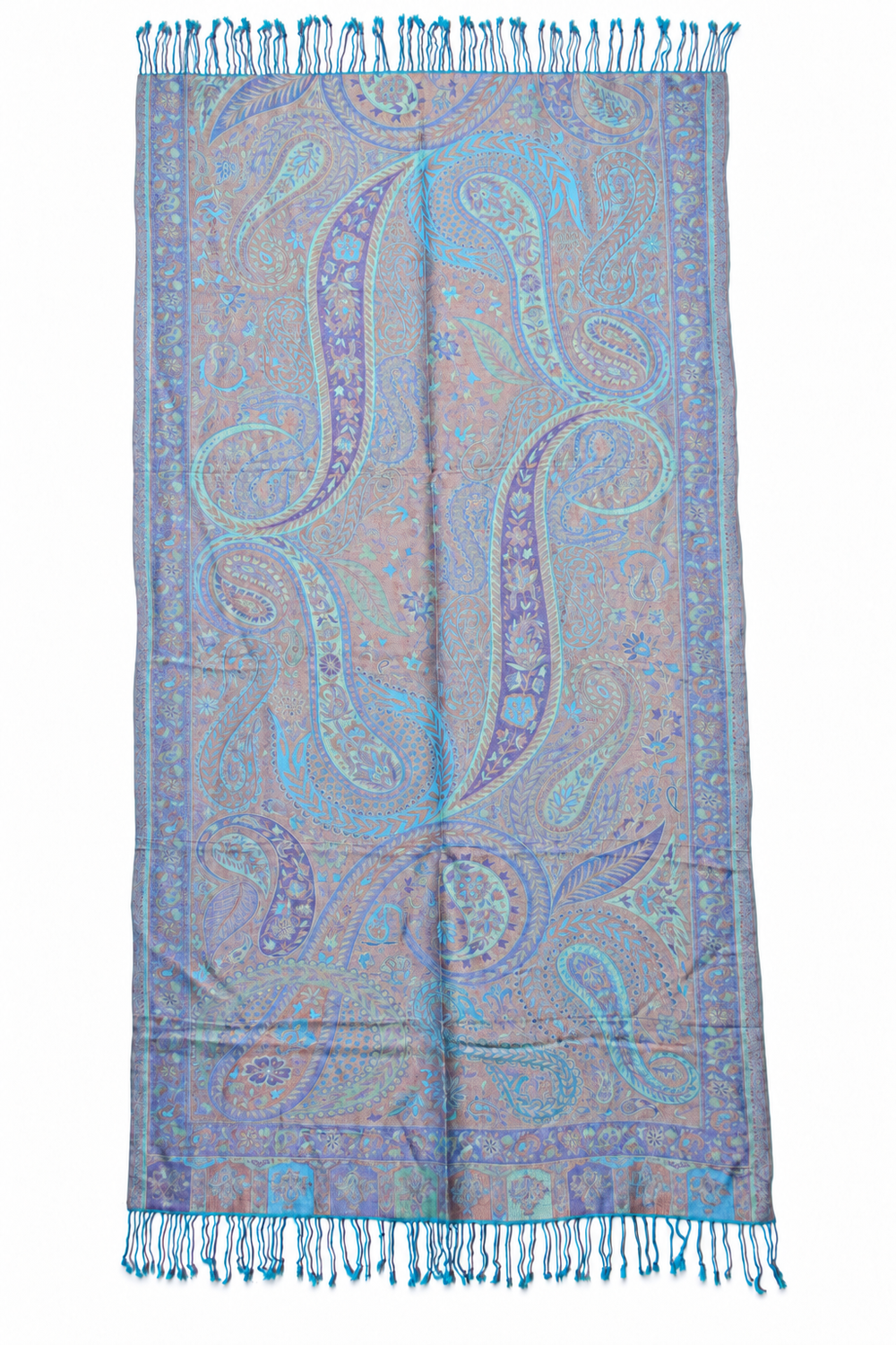 Pastel Blue Lilac Paisley Scarf / Shawl — full product view