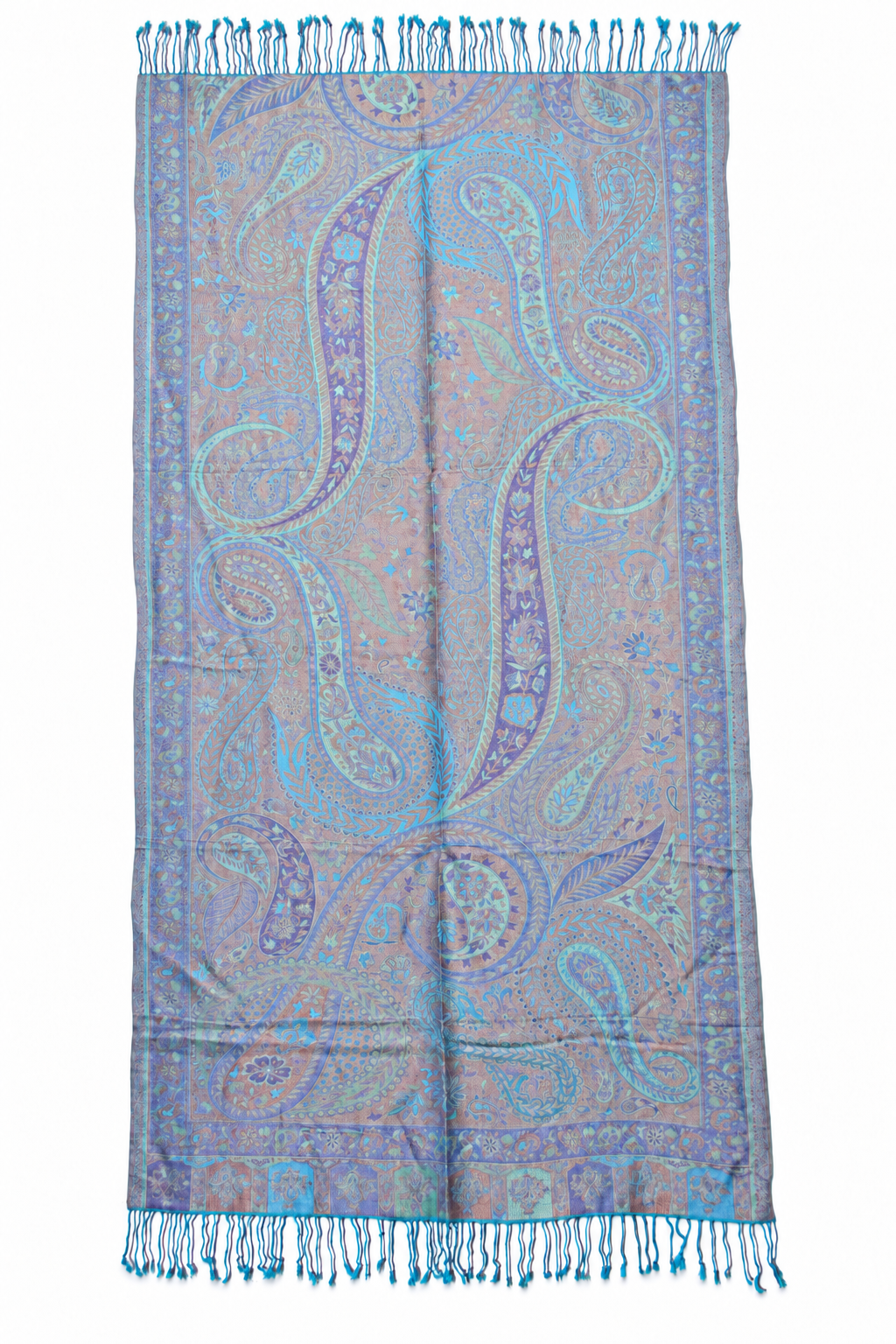 Pastel Blue Lilac Paisley Scarf / Shawl — full product view