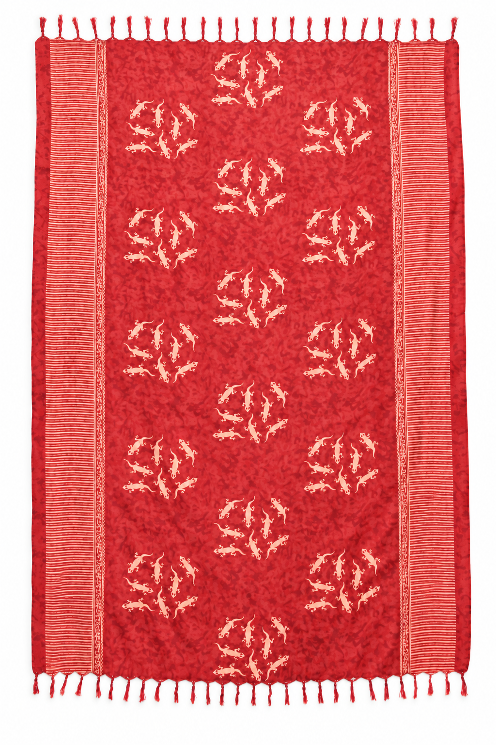 Red Cream Lizard Circles Sarong — full product view