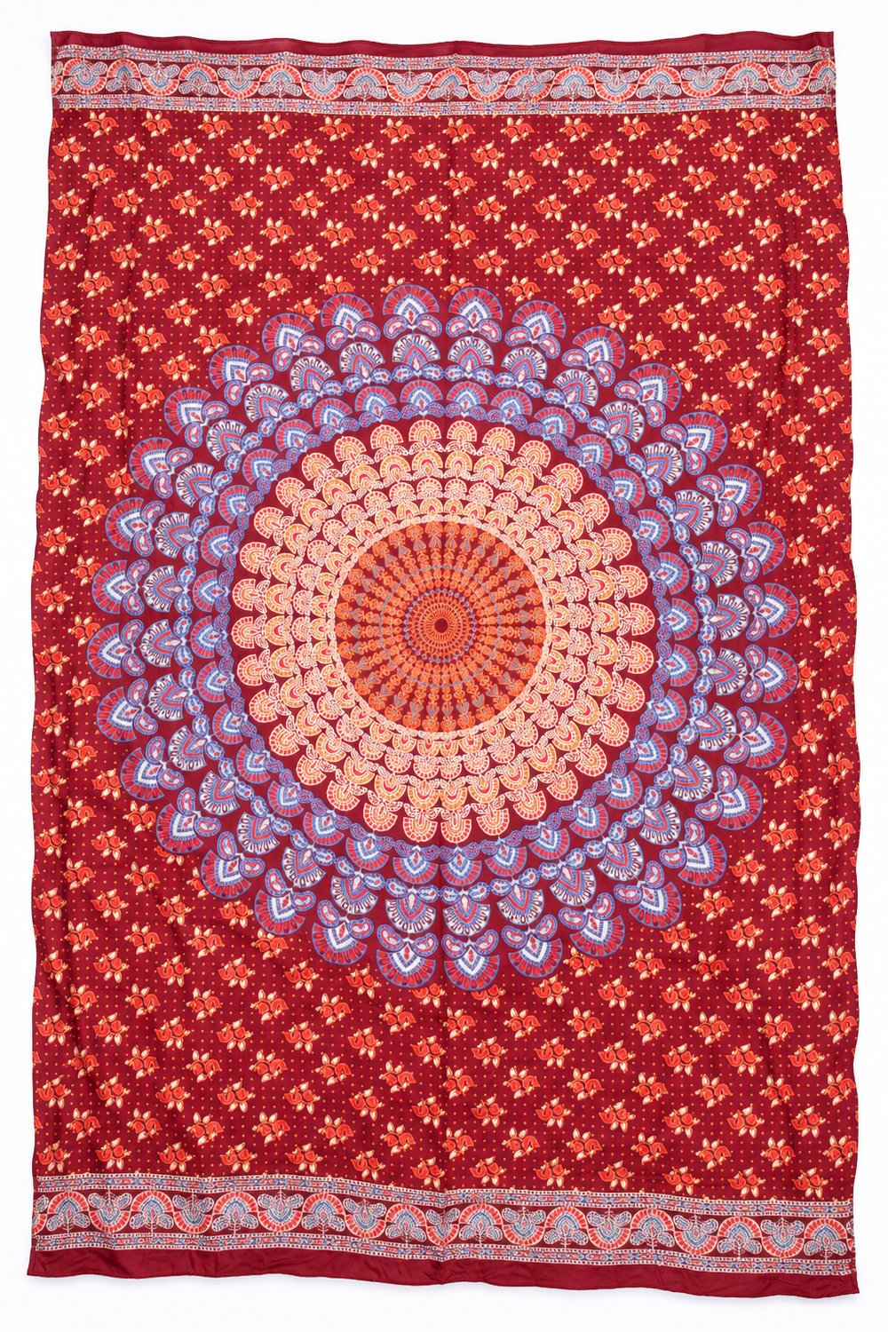 Burgundy Blue Mandala Sarong — flat product