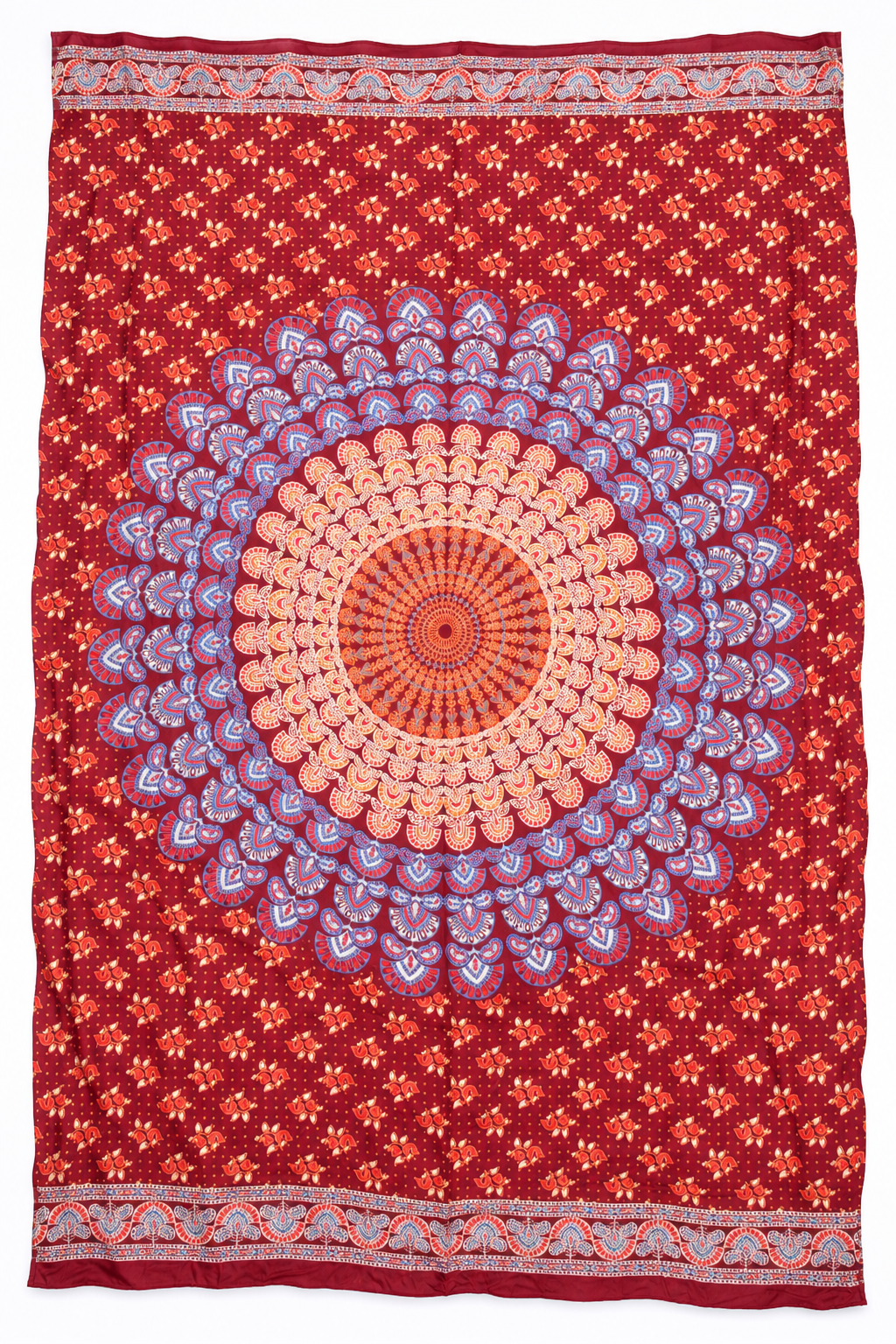 Burgundy Blue Mandala Sarong — flat product