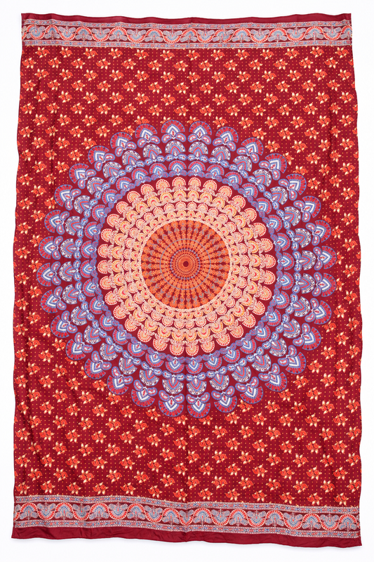 Burgundy Blue Mandala Sarong — flat product