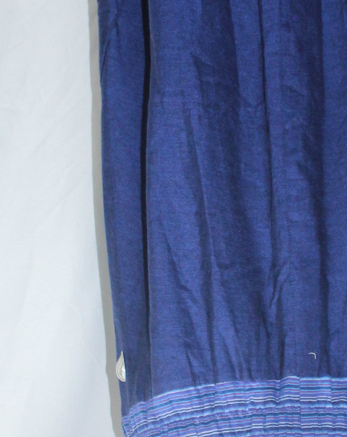 Blue Smocked Waist Long Skirt — real fabric detail