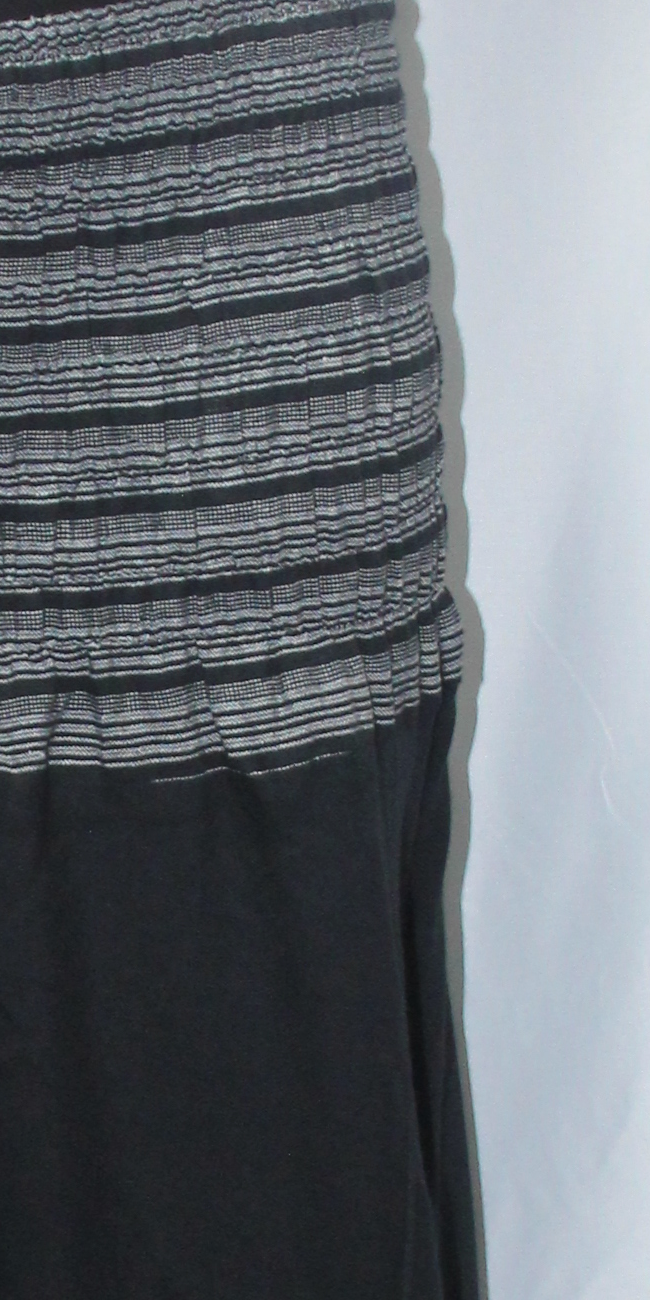 Black Grey Smocked Waist Long Skirt — real fabric detail