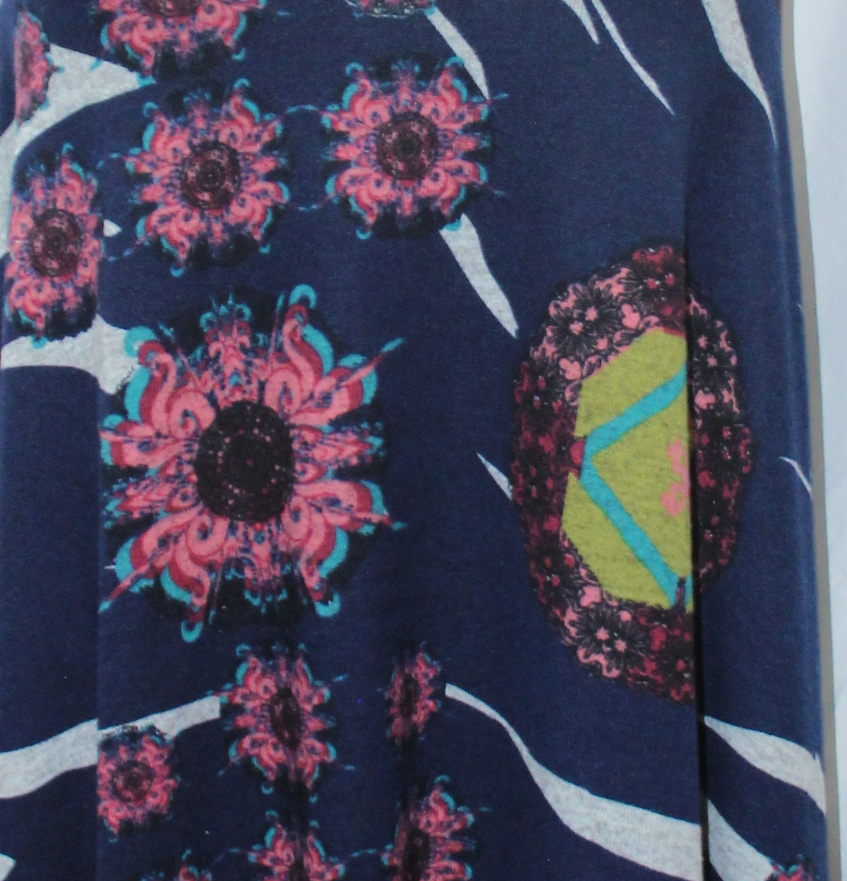 Navy Multicolour Floral Long Skirt — real fabric detail