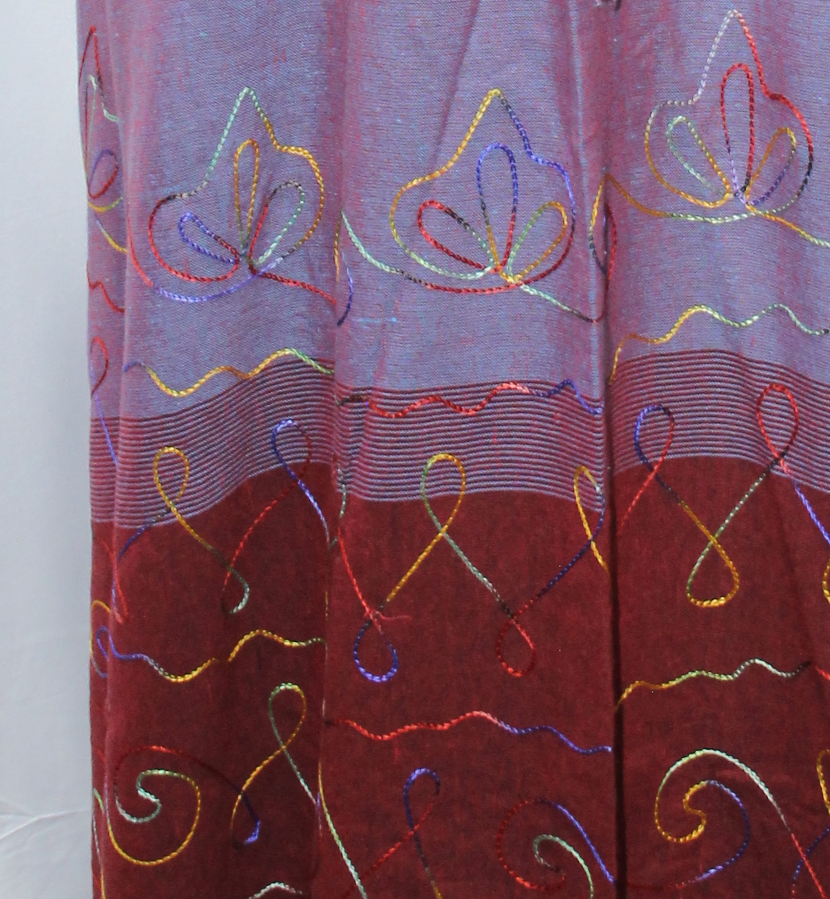 Pink Burgundy Pattern Long Skirt — real fabric detail