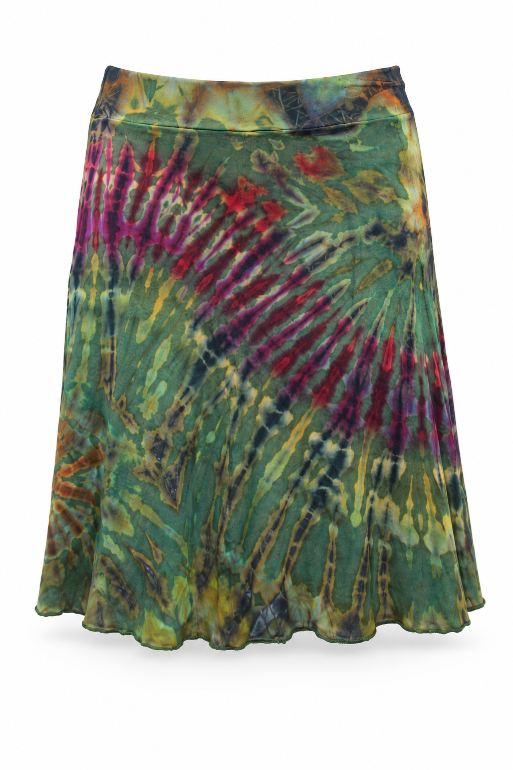 Green Multicolour Tie Dye Short Skirt — front garment view