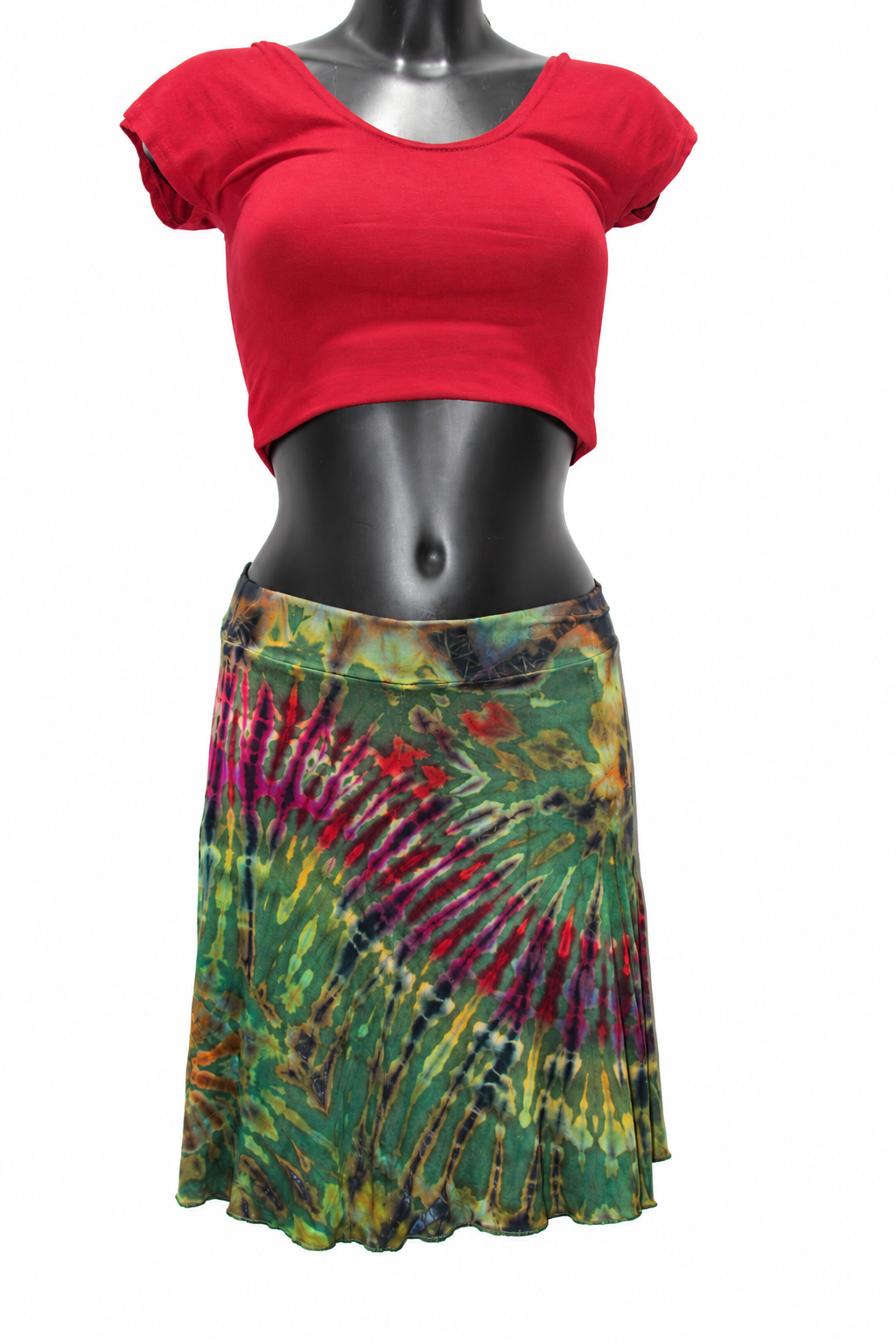 Green Multicolour Tie Dye Short Skirt — original mannequin view