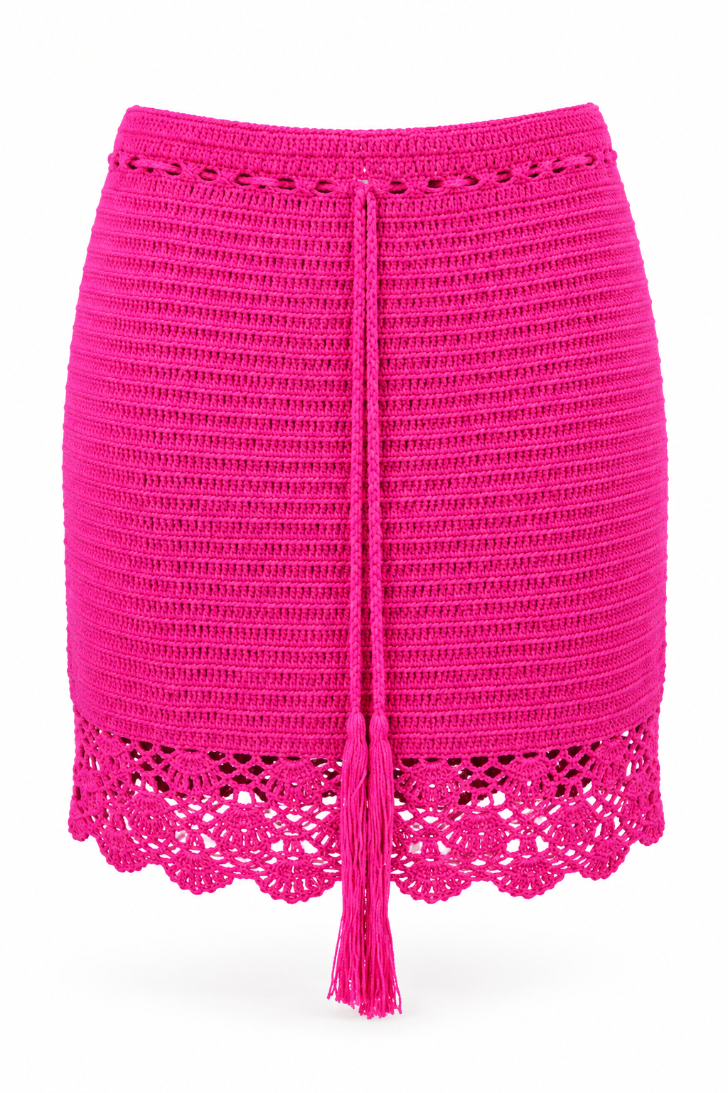 Hot Pink Crochet Short Skirt — front garment view