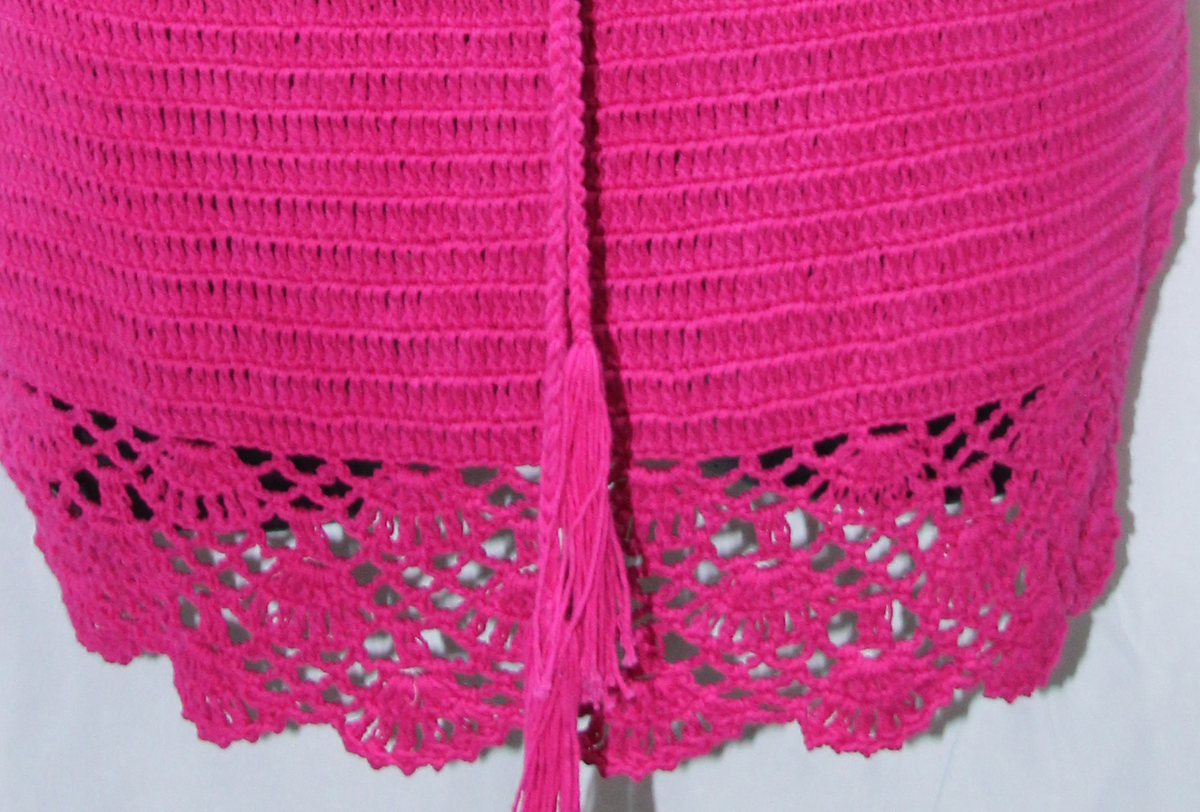Hot Pink Crochet Short Skirt — real fabric detail