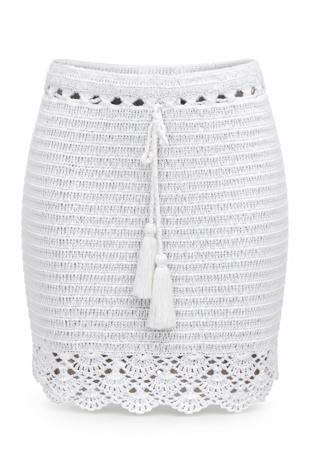 White Crochet Short Skirt — front garment view