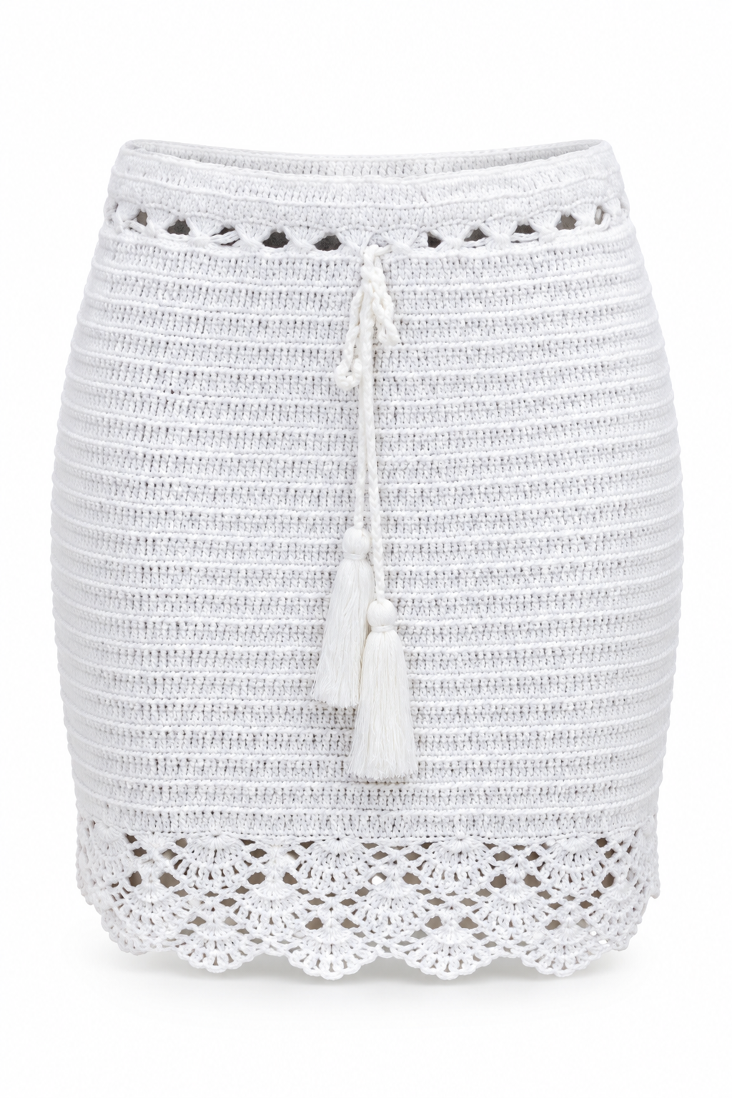 White Crochet Short Skirt — front garment view