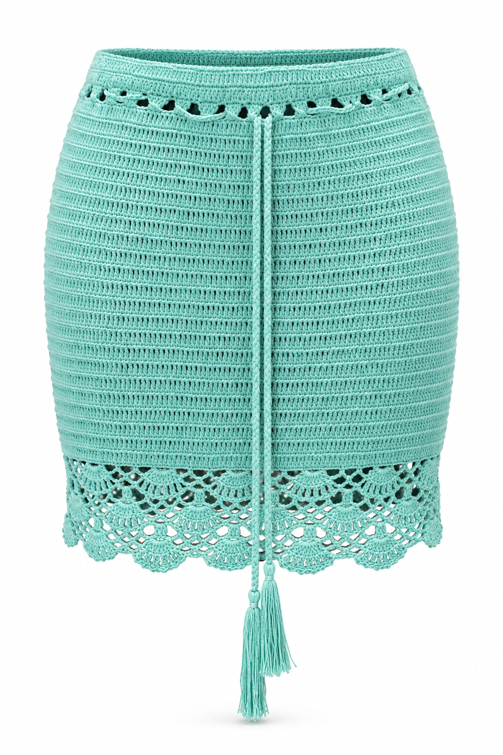 Mint Green Crochet Short Skirt — front garment view