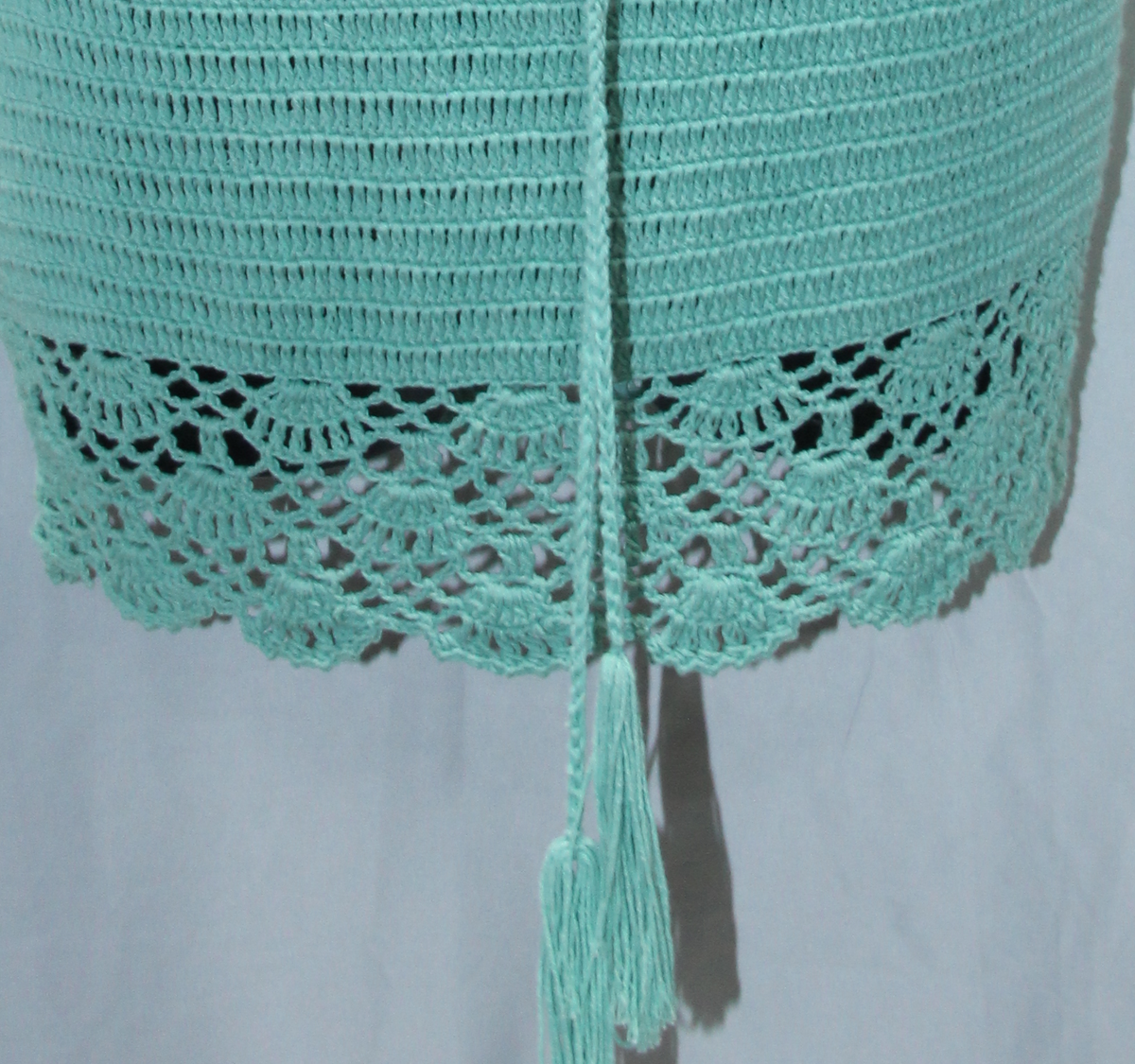 Mint Green Crochet Short Skirt — real fabric detail