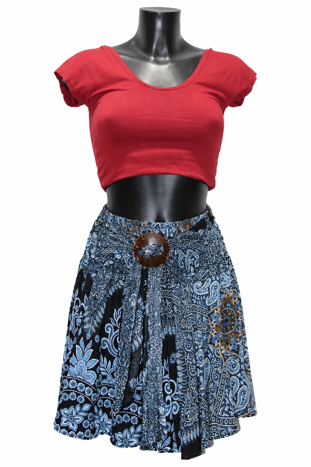 Black White Paisley Ring Detail Short Skirt — original mannequin view