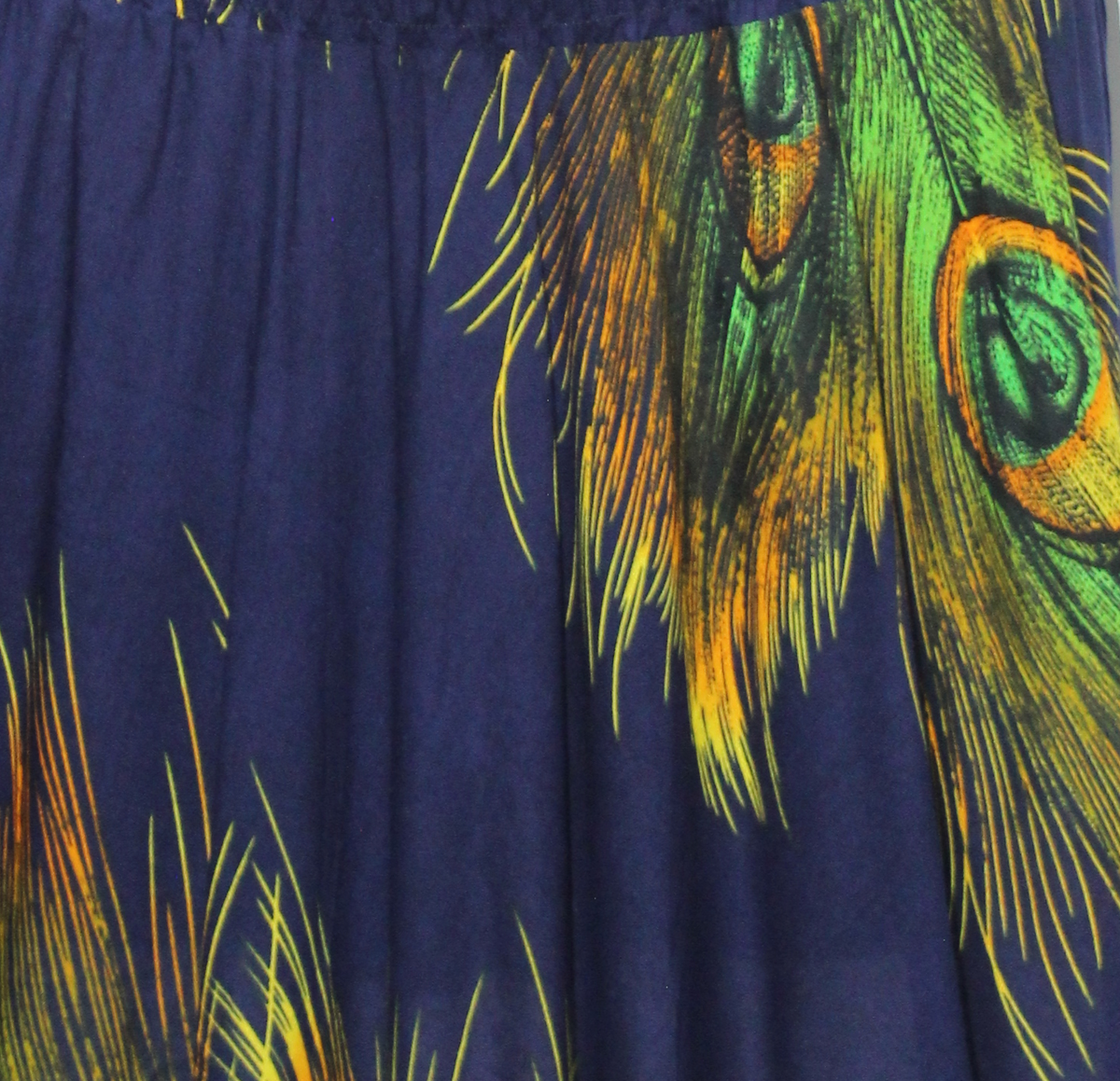 Navy Green Feather Short Skirt — real fabric detail
