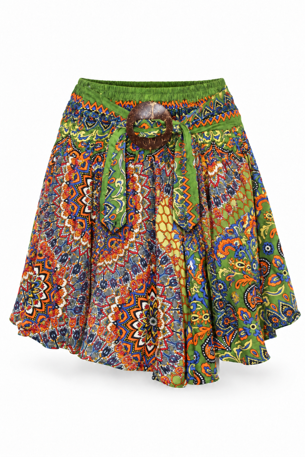 Multicolour Paisley Ring Detail Short Skirt — front garment view