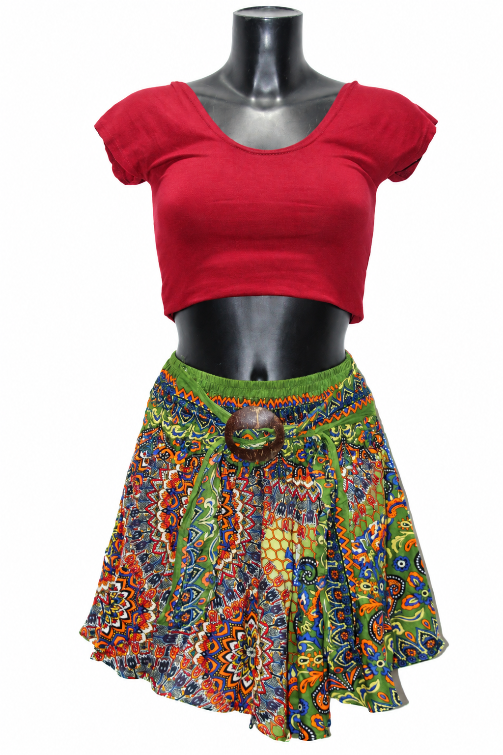 Multicolour Paisley Ring Detail Short Skirt — original mannequin view