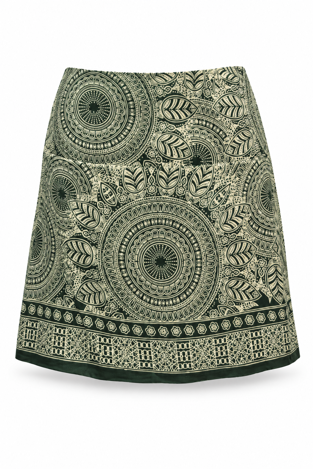 Olive Mandala Short Skirt — front garment view