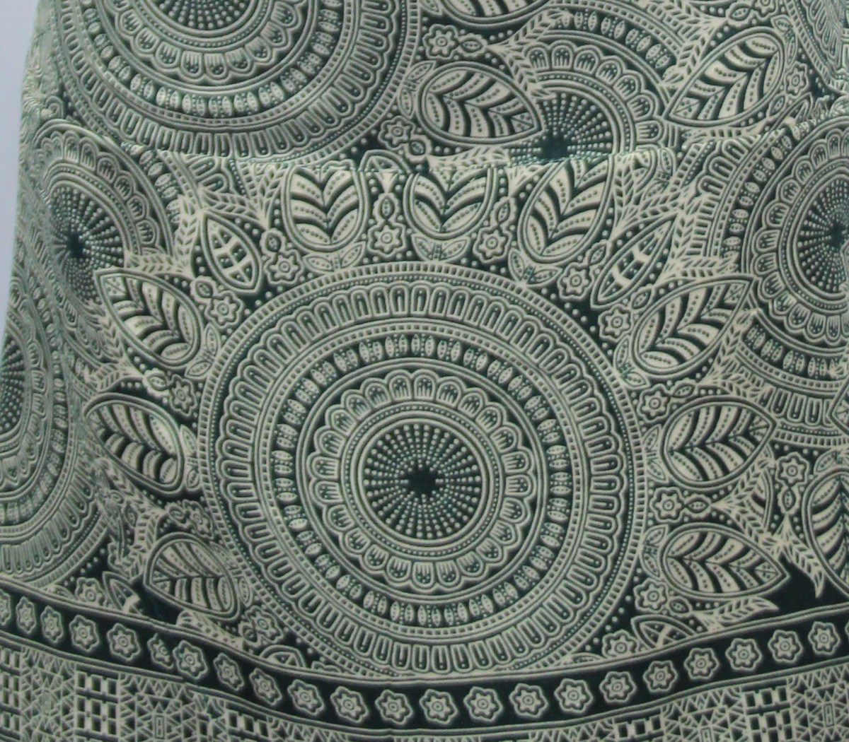 Olive Mandala Short Skirt — real fabric detail