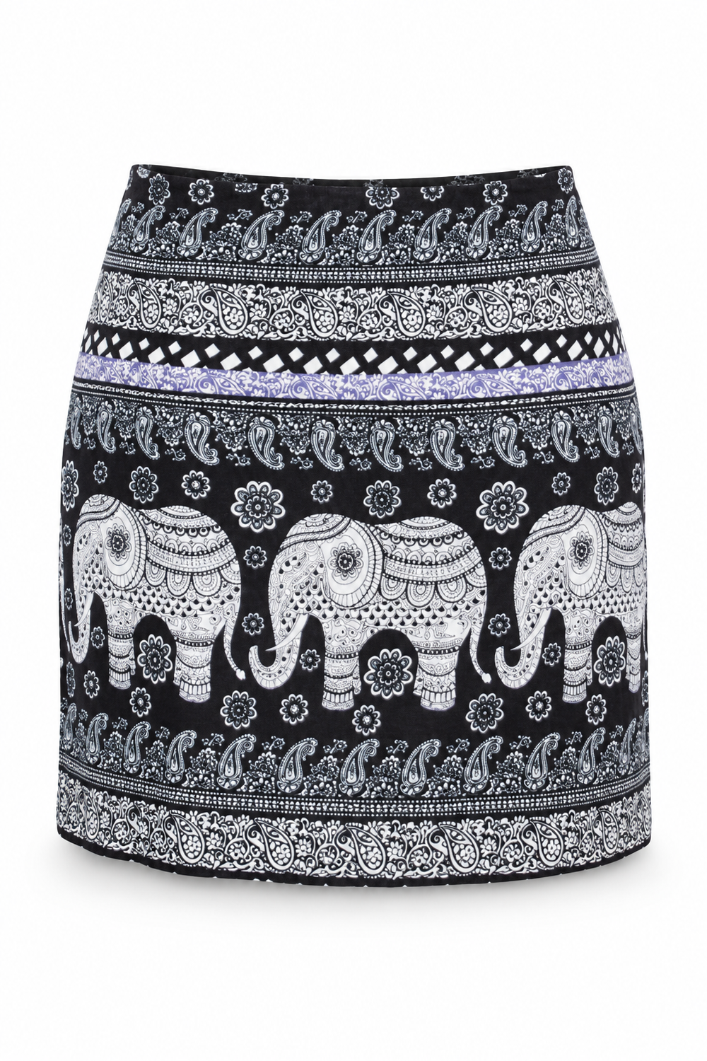 Black White Elephant Short Skirt — front garment view