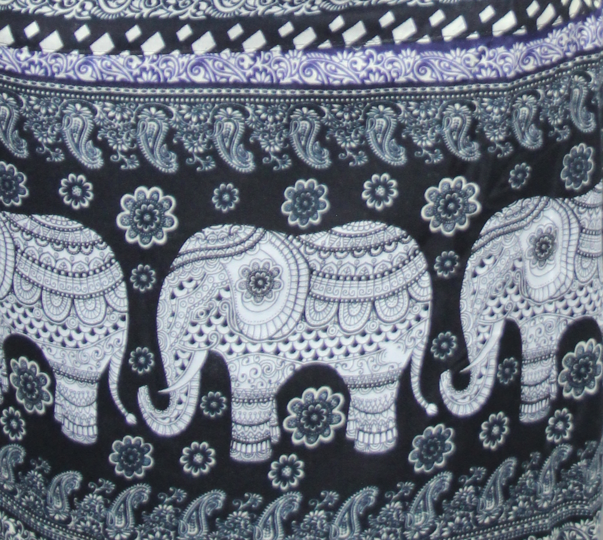 Black White Elephant Short Skirt — real fabric detail