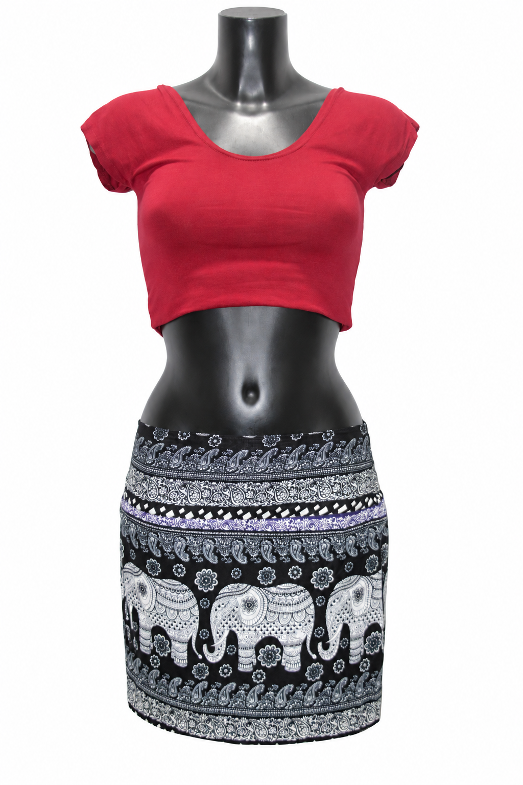 Black White Elephant Short Skirt — original mannequin view