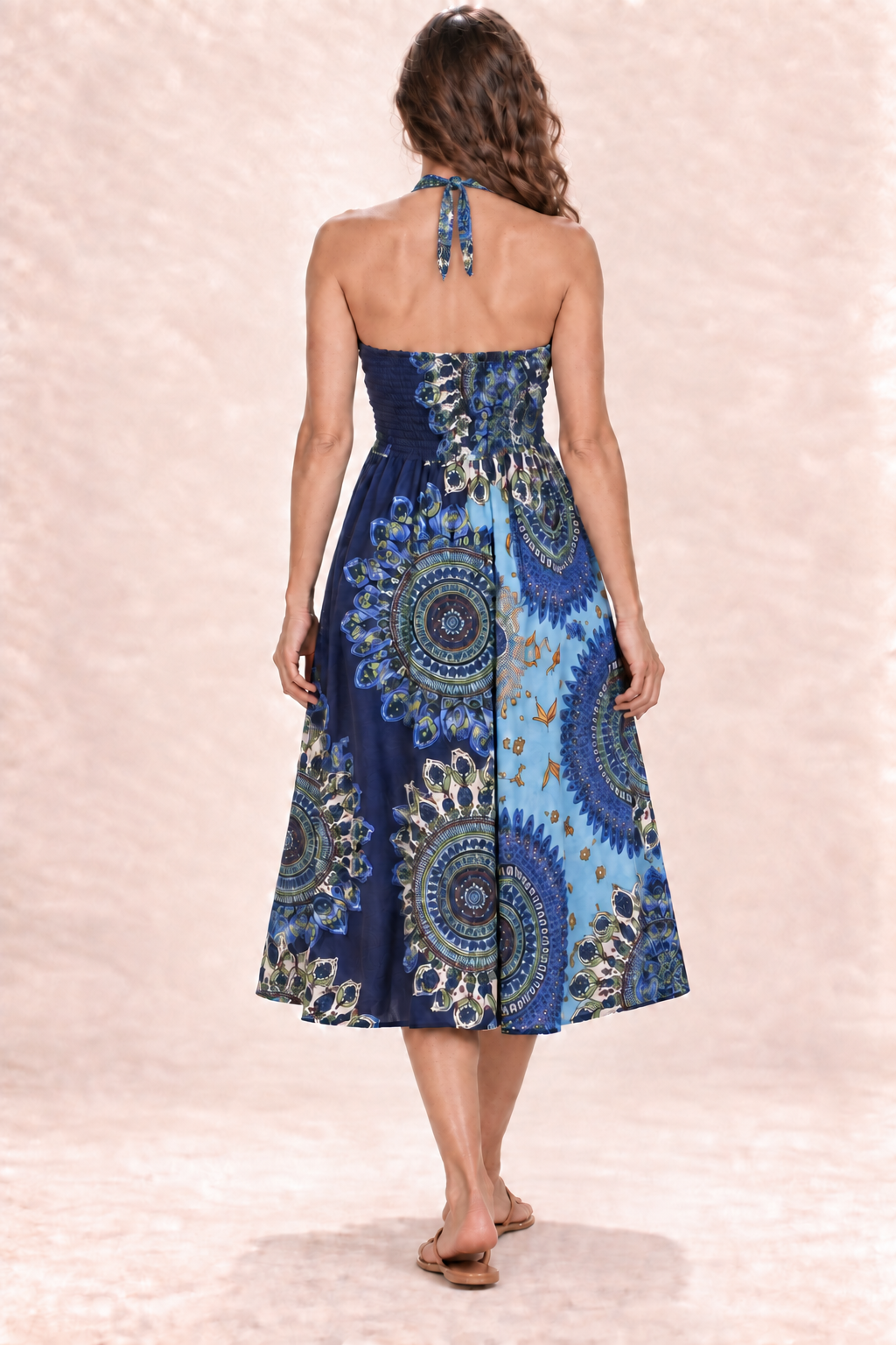 Coco Dress - Blue Green Mandala — Dress — Back