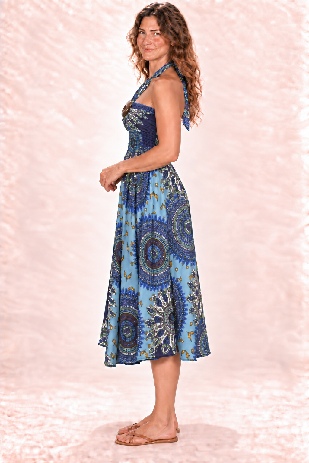 Coco Dress - Blue Green Mandala — Dress — Side