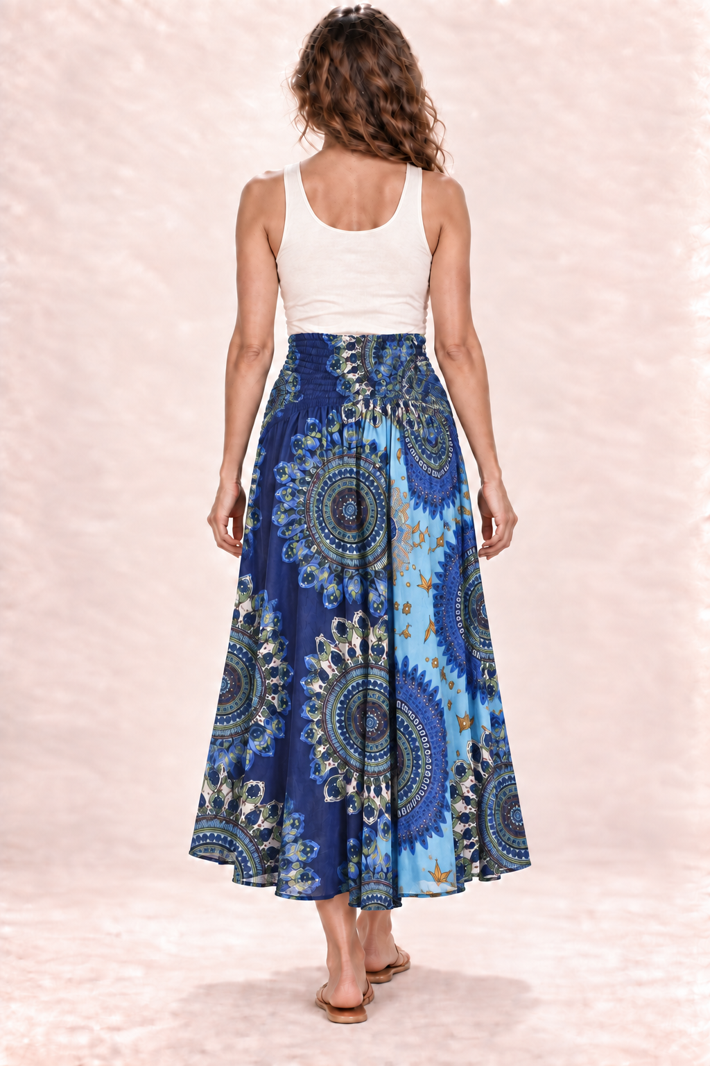 Coco Dress - Blue Green Mandala — Skirt — Back