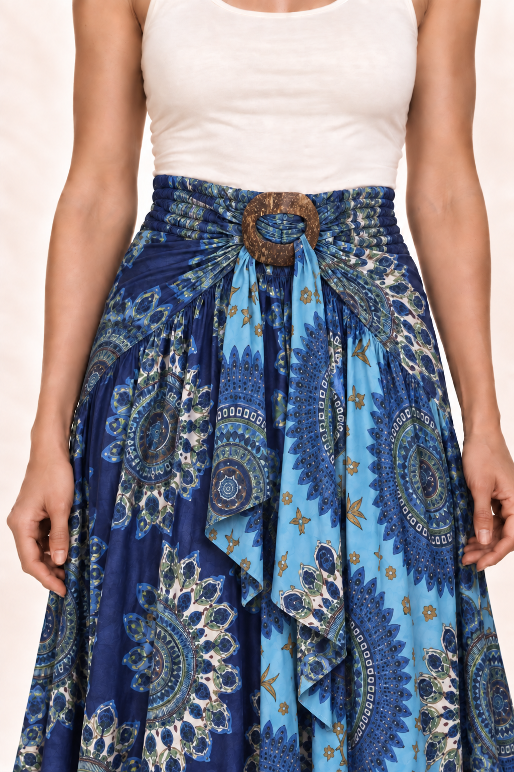 Coco Dress - Blue Green Mandala — Skirt — Closeup