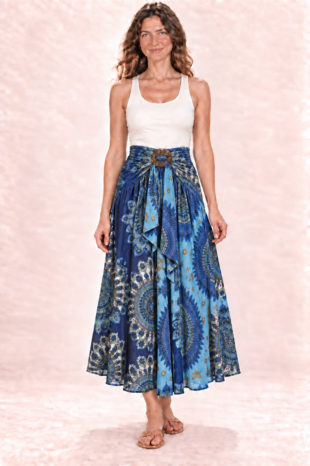 Coco Dress - Blue Green Mandala — Skirt — front view