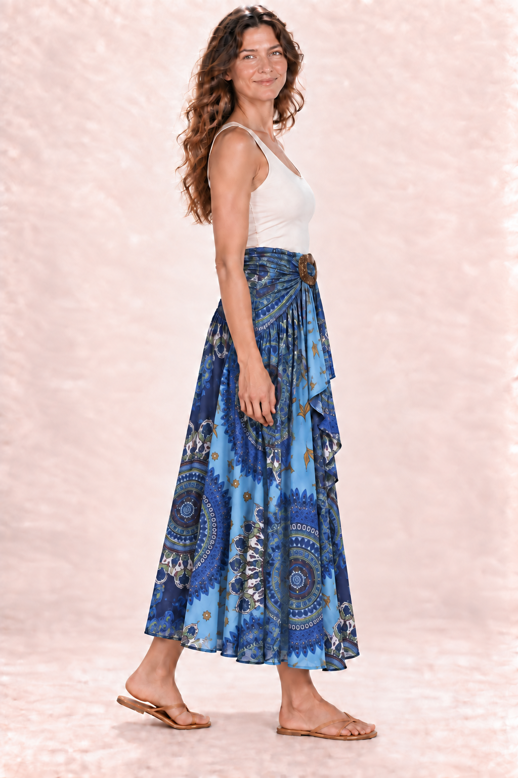 Coco Dress - Blue Green Mandala — Skirt — Side