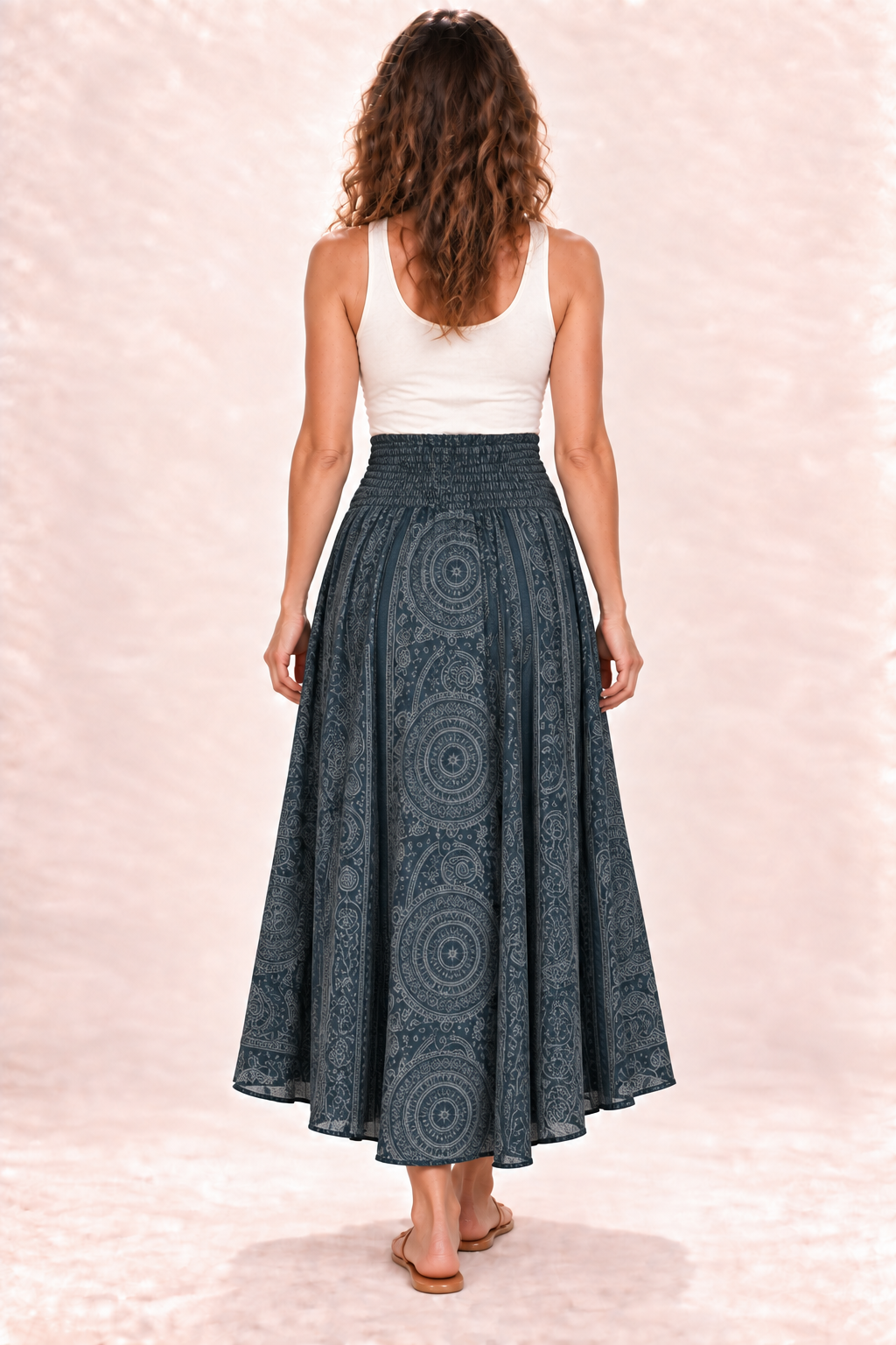 Coco Dress - Grey Blue Pattern — Skirt — Back