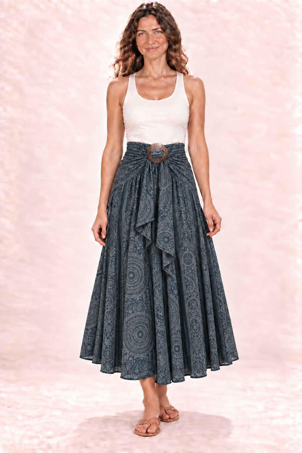 Coco Dress - Grey Blue Pattern — Skirt — front view