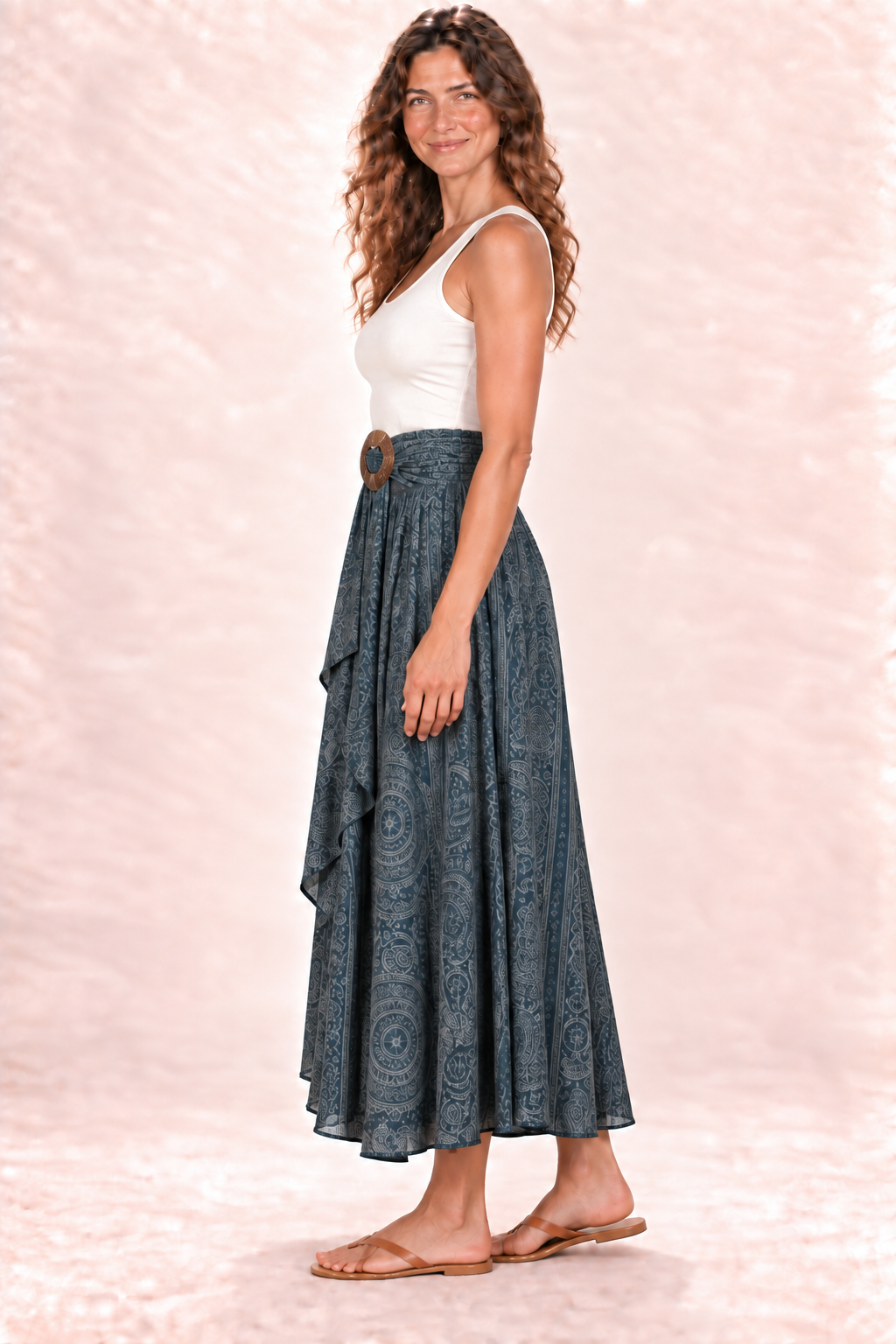 Coco Dress - Grey Blue Pattern — Skirt — Side