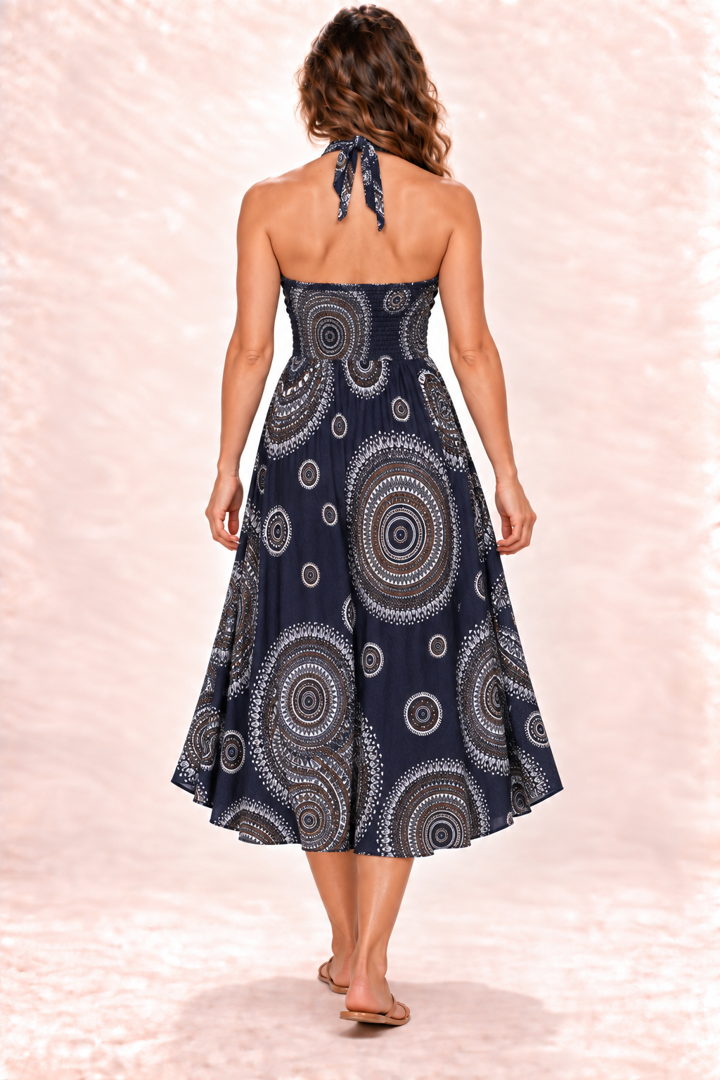 Coco Dress - Navy White Circles — Dress — Back