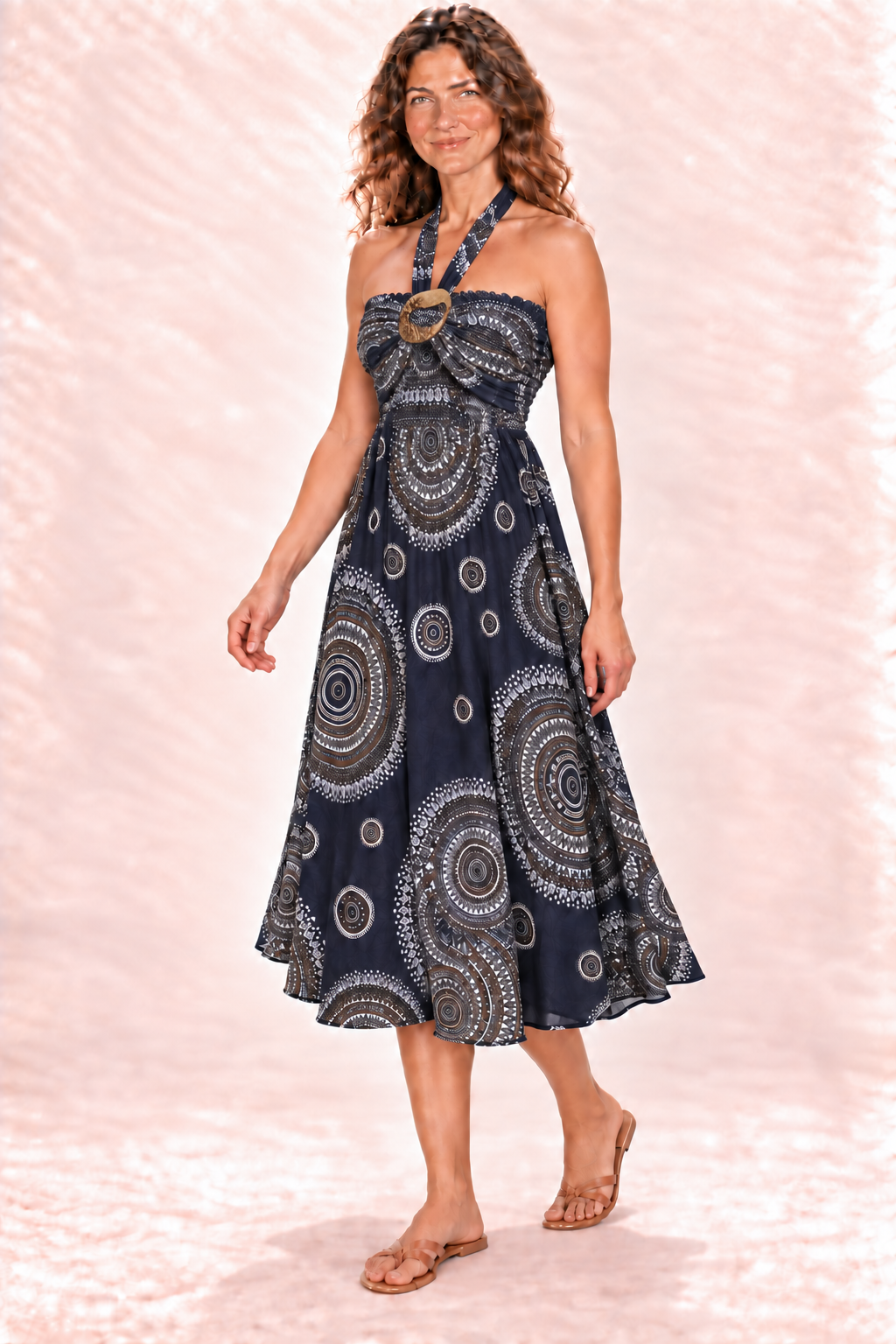 Coco Dress - Navy White Circles — Dress — Quarter Side